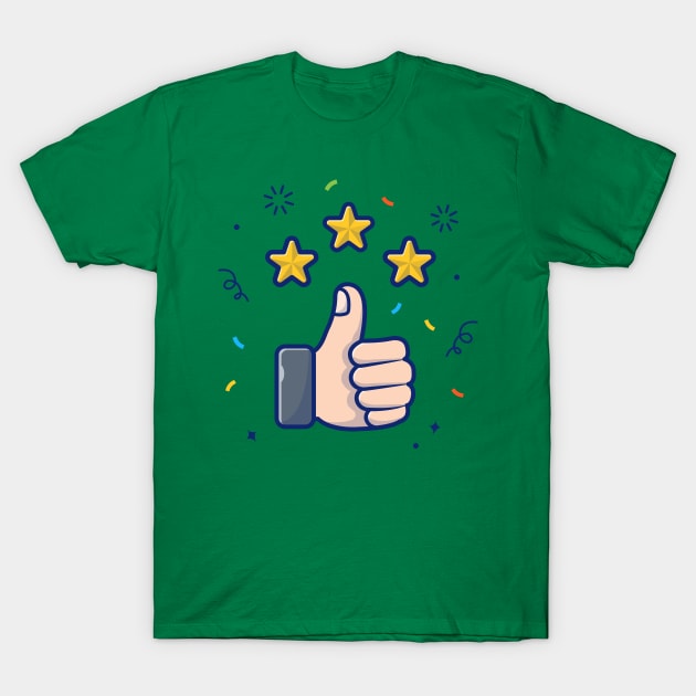 Thumbs Up Nail And Star With Confetti Cartoon T-Shirt by Catalyst Labs